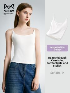 miiow | Cat Woman Strap Vest Summer Fashion U-neck Backless Bralette Integrated Womens Underwear Base Layer With Chest Pad Cup