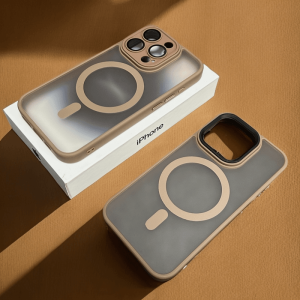 Matte Titanium Grey Magnetic Absorption Charging Phone Case Full Cover with Lens Film Protection for  14proMax 13 Simple High-End 12pm Mens Model