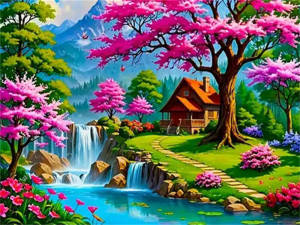 Huacan Diamond Painting Nature Landscape Home Decor 5d Diy Diamond Embroidery Cherry Blossom Tree Full Square Round Drill