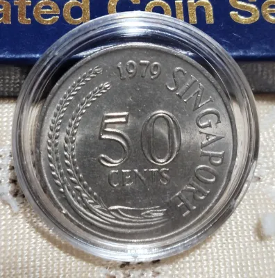 Vintage Singapore 50-cent Lionfish coins