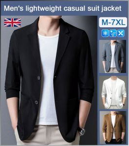 Mens Casual Suit Soft Suit Three-dimensional Cut Comfort Loose Light and Thin Quick-drying
