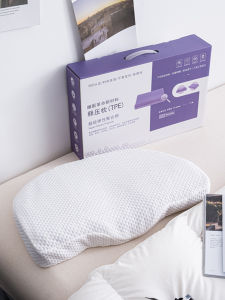 หมอนรองคอ Bertines TPE สําหรับการนอนหลับลึกด้วยปีกผีเสื้อและลายรังผึ้ง ผ้าฝ้ายถักขนาดเดียว