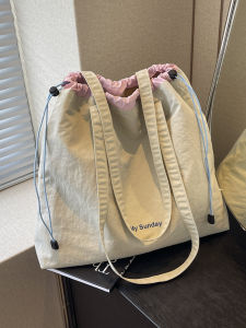 Casual Canvas Tote Bag for Students Summer New Large Capacity Versatile Single Shoulder Commuter Bag Urban Minimalist Style