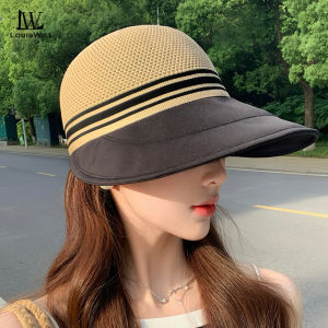LouisWill หมวกชายหาดหมวกแก๊ปผู้หญิงหมวกกระบังแสงหมวกลำลองหมวกกันแดดระบายอากาศได้พกพาได้หมวกหมวกป้องกันแสงแดดปีกกว้างหมวกชายทะเลหมวกฟางป้องกันรังสียูวีสำหรับท่องเที่ยวกลางแจ้งฤดูร้อน