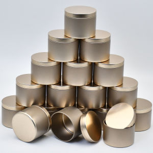 24pcs Champagne Golden 4oz/8oz Metal Candle Jars with Lid - Perfect for DIY Crafts Storage and Holiday Gifts