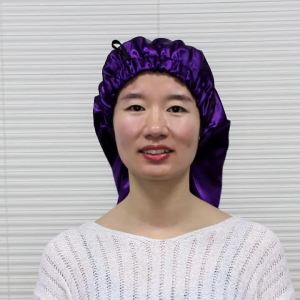 New Women Long Satin Bonnet Large Sleep Cap With Button Braids Elastic hair band Bonnet Cap Silky Night Sleep Hat chemo Caps