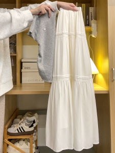 LANMENGYA | White Skirt Mid-length A-line Slim Stylish Petite Layered