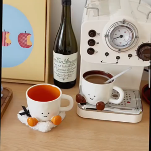 SG in Stock Creative Ceramic High-Appearance Mug Coffee Cup Foot Ceramic Cup Underglaze Cute Niche Cup Cartoon Water