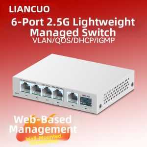 LIANGUO | Managed Web VLAN Port Link Aggregation Switch 6 Ports 2.5G 10G SFP Lightning Protection 6kV