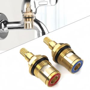 G1/2-inch Full Copper Ceramic Valve Core Faucet Inner Plug Valve Rotor Handle Switch Bathroom Universal Hot and Cold Water Mixing Valve Replacement and Repair Accessories Brass Valve Stem Valve Disc Type Structure Durable Anti-drip Easy to Install
