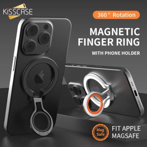 KISSCASE Multifunctional MagSafe Phone Ring Holder Compatible With iPhone 16 15 14 13 12 Series Removable Cell Phone Grip Kickstand Metal Mount Phone Stand