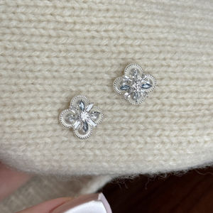 Fresh Blue Four-Leaf Clover Earrings