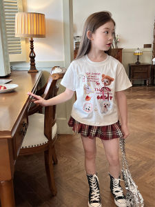 Zhilai Growth Childrens Clothing Girl White Pure Cotton Puppy Short-Sleeved T-shirt Summer Kids Baby Girl Print T-shirt