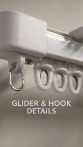 Telescopic Window Curtain Rail with Sliding Hooks Adjustable Length Top Mount or Wall Mount