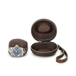 Liên lạc gia đình chất liệu da thật duy nhất khe xem trường hợp xách tay dụng cụ sắp xếp Đồng Hồ Du lịch lưu trữ gọng nhỏ Chất lượng cao da bò cổ điển 100% handmade