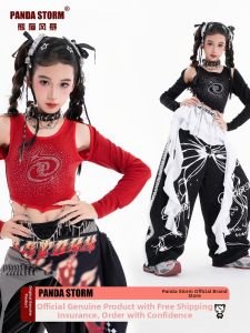 PANDA STORM | Jazz Dance Street Performance Kids Long Sleeve T-shirt & Pants Set