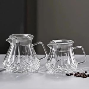 JUSTINLAU Hand-poured Coffee Dripper High Borosilicate Glass Coffee Brewing Pot Reusable Espresso Filter Cups Home Barista Tools