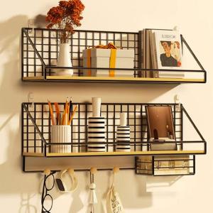 Modern Minimalist Wall Mounted Storage Rack Bedside Shelf Dormitory Upper Bunk Bed Hanging Basket Iron Material Kitchen Storage