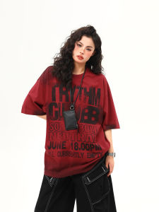 WILDAZI | Washed Heavyweight American Street Letter Print Short Sleeve T-Shirts