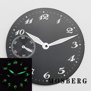 37mm Watch Dial With Hands Green Luminous Black/White For ETA 6497 ST3600 Watch Movement Parts
