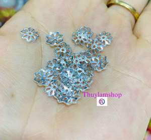 Charm Ốp hoa bạc s925 bọc đá(1ốp) hat 8li 10li