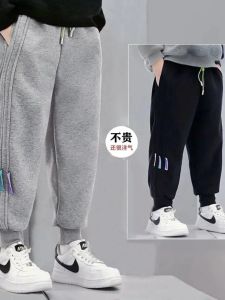 Childrens Clothing Boys Casual Pants Winter Fleece-lined Kids Spring & Fall Baggy Pants Boys Winter Warm-Keeping Pants Single-Layer Fleece-Lined