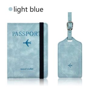 1 Set PU Travel Passport Cover Luggage Tag Suitcase Identifier Label Baggage Boarding Bag Tag Name ID Address Passport Holder