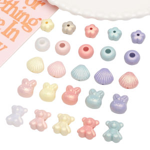 10-200pcs Multicolor Animals Shell Flower Round Shape Beads Spacer Loose Acrylic Beads For Handmade Bracelet Necklace Keychain DIY Craft Jewelry Making Accessories