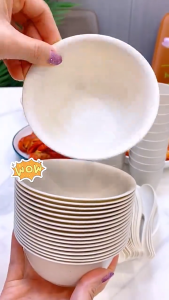 10Pcs Rice Husk Disposable Bowl Thickened and Hard Food Grade Noodle Bowl Disposable Tableware