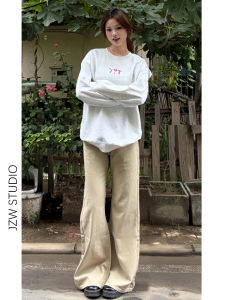 American Khaki Loose Lazy Flared Jeans Womens Loose Slimming Version Super Beautiful Small Size Floor-Length Horse Hoof Pants