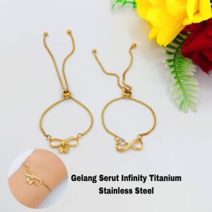 Gelang Serut Pita Permata Diamond Varian Titanium (COD)