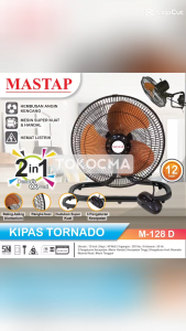 Mastap Kipas Angin Tornado Duo 2in1 Meja Dinding 12Inch M-128D Desk Wall Fan 3 Kecepatan LOWMEDHI