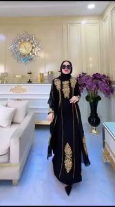 Abaya Turkey Arab Hitam Terbaru - Elish Black Gold