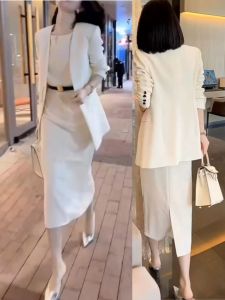 Spring New Style Womens Suit Dress Vest Set Commute Professional Skirt plus Size High Waist Korean Version Straight Cut