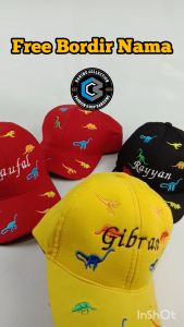 TOPI ANAK MOTIF KARAKTER DINO BISA BORDIR NAMA ANAK
