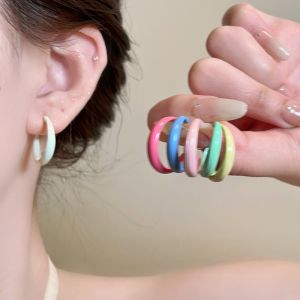 Fresh Colorful Dopaamine Womens Earrings Cute Sweet Fashion Jewelry Alloy Geometric Pattern Ear Studs Handmade Crafted