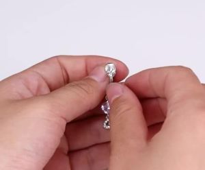 Faux Fake Belly Piercing Butterfly Leaves Dangling Long Fake Belly Button Pircing Clip On Umbilical Navel Cartilage Earring Clip