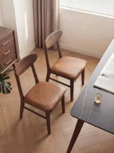 ZHUSHANXIA | Walnut Wood Backrest Dining Chair Home Commercial