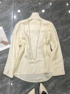 New Chinese Style White round Neck Womens Shirt 2025 Early Autumn Inner Wear Base Tang Costume High End Shirt Casual Style