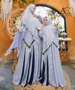 gamis syari maysha couple (mom) model terbaru dari AC COLLECTION full ceruty kombinasi brukat katun turki