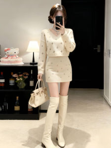 SENWA | Elegant French Style Knit Dress Set Fall Winter