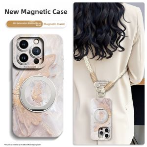 GGUU | Magsafe Magnetic Absorption Stand GGGU Silicone Case For iPhone 16 Pro Max Crossbody Phone Holder Luxury Fashion Creative Design