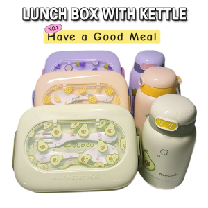 2in1 Kids Lunch Box Set With Kettle Cartoon Fruit Design Multi Purpose Student School Office Bento Box