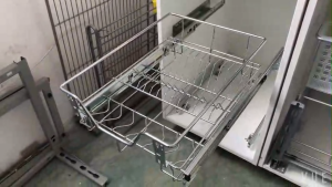 ICIC 304 Stainless Pullout Basket for Kitchen Racks Organizers 2 in 1 Pull Out Basket With Tray Dish Cabinet Basket Set