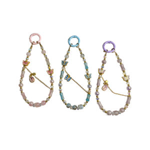 สร้อยลูกปัดโลหะแบบสั้นสำหรับผู้หญิงประดับหลอดไฟแขวนสูงรูปดาวมงคลเคสโซ่โทรศัพท์ผีเสื้อสีทองเลียนแบบสไตล์จีน