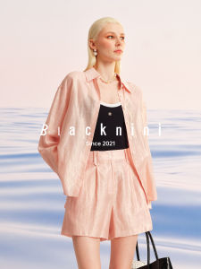 Blacknini | Gold Glitter Linen Loose Fit Long Sleeve Shirt
