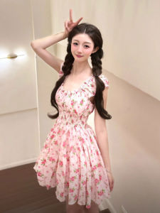 Gentle Cute Floral Waist-Cinching Slimming Dress