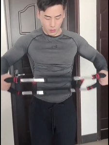 ฟิตเนส ประเภท U แขนบังคับ หนาและป้องกันการลื่น ปรับฟรี ฟิตเนสบาร์ ซิลิโคน Grip ออกกำลังกายที่บ้าน อุปกรณ์อเนกประสงค์ เทรนเนอร์แขนปรับได้ 3 ระดับหน้าอกที่ถอดออกได้การฝึกอบรม30-50kg