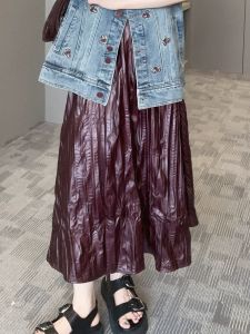 Fashionable High Waist Pleated Mini Skirt Womens Pure Color Design Spring Autumn Season Long Skirt Elegant Ladylike Style