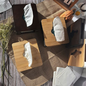 Creative Tissue Box Simple Design Luxury Bathroom Bedroom Drawstring Living Room Organizer Bamboo Material Storage Box